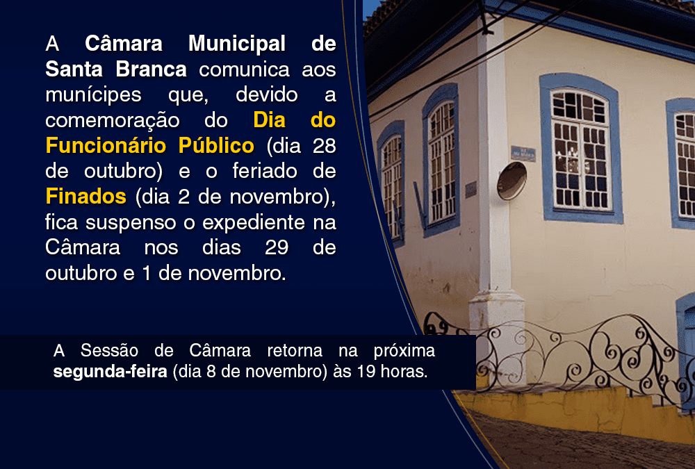 Comunicado de feriado e ponto facultativo